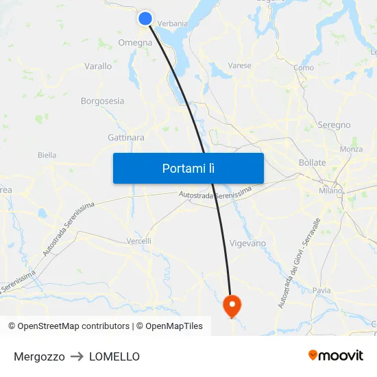Mergozzo to LOMELLO map