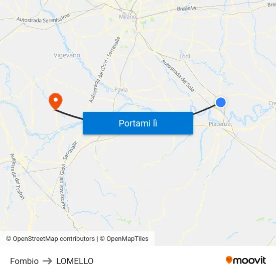 Fombio to LOMELLO map