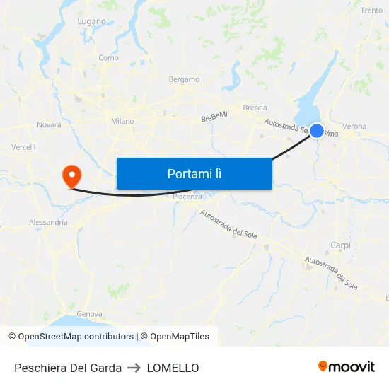 Peschiera Del Garda to LOMELLO map