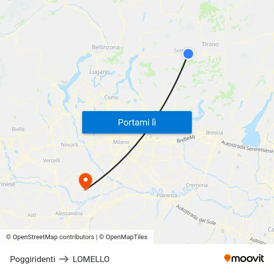 Poggiridenti to LOMELLO map