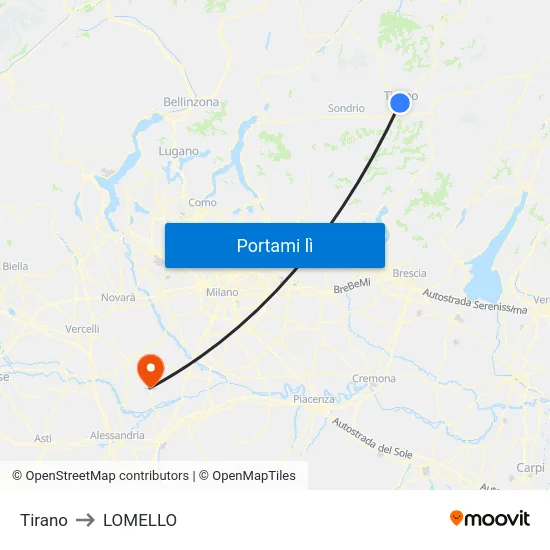 Tirano to LOMELLO map