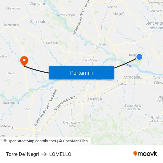 Torre De' Negri to LOMELLO map