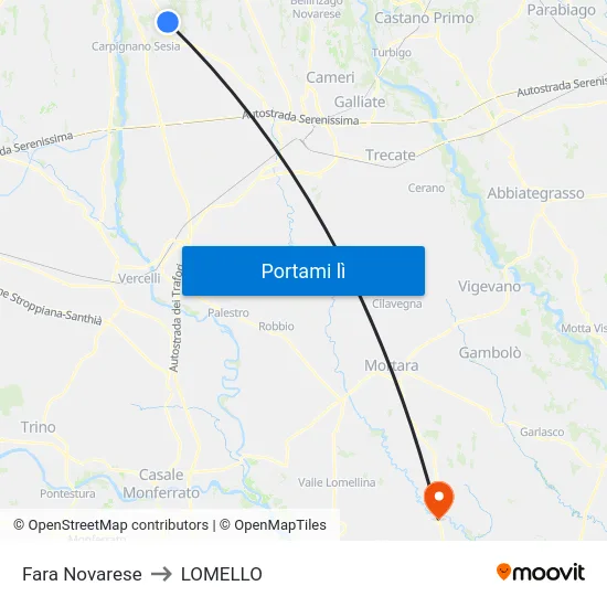 Fara Novarese to LOMELLO map