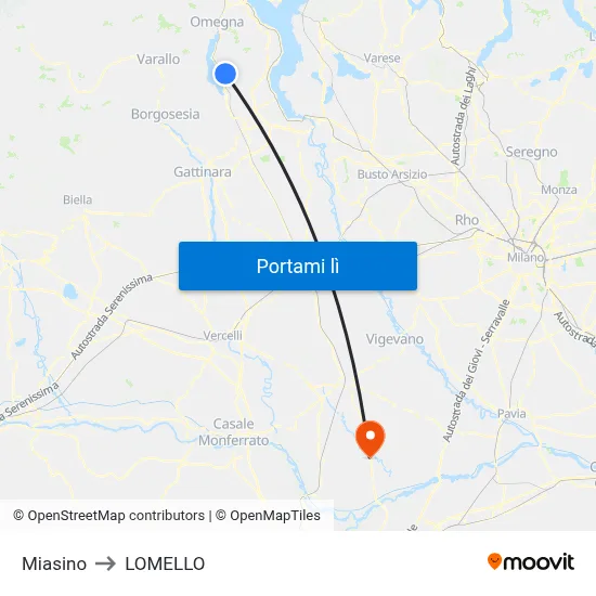 Miasino to LOMELLO map