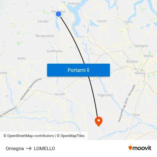 Omegna to LOMELLO map