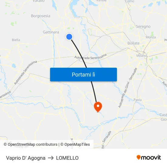 Vaprio D' Agogna to LOMELLO map