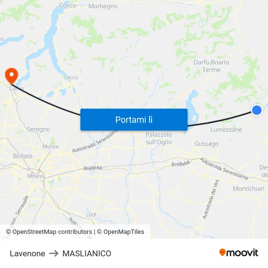 Lavenone to MASLIANICO map