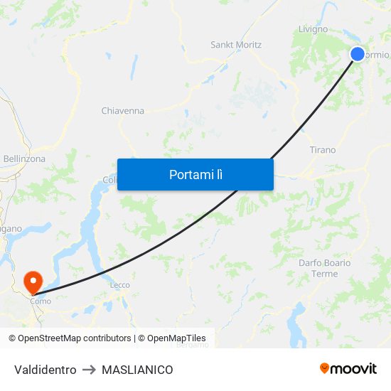 Valdidentro to MASLIANICO map