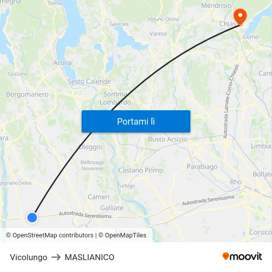 Vicolungo to MASLIANICO map