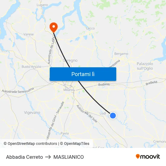 Abbadia Cerreto to MASLIANICO map