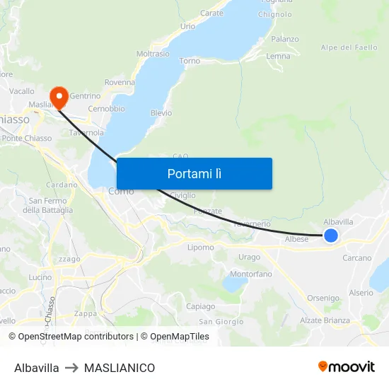 Albavilla to MASLIANICO map