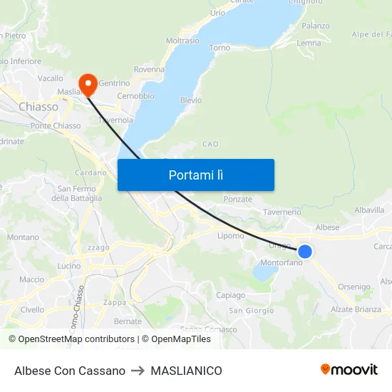 Albese Con Cassano to MASLIANICO map