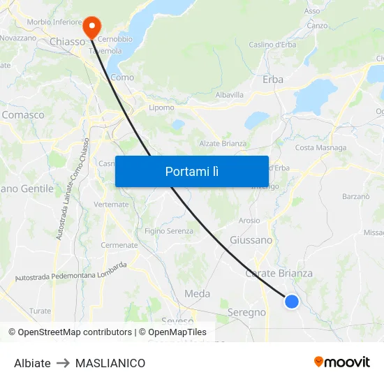 Albiate to MASLIANICO map
