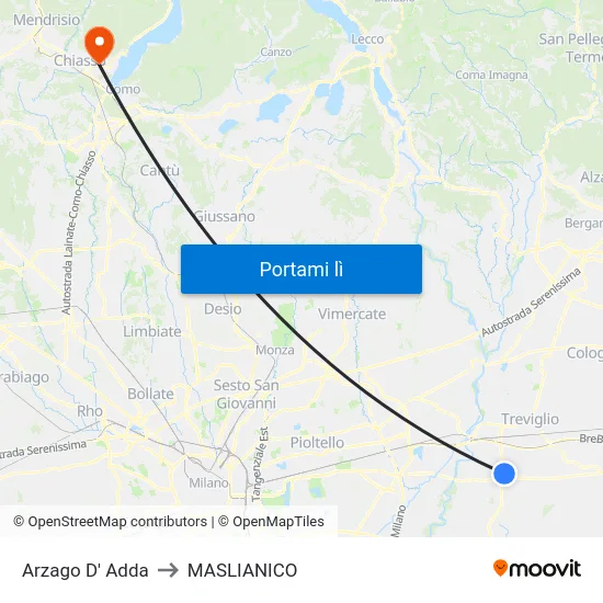 Arzago D' Adda to MASLIANICO map