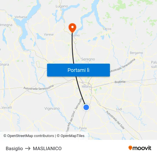 Basiglio to MASLIANICO map