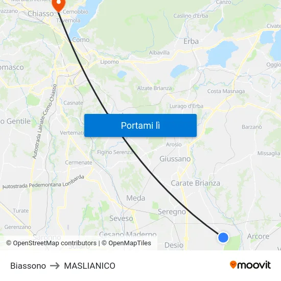 Biassono to MASLIANICO map