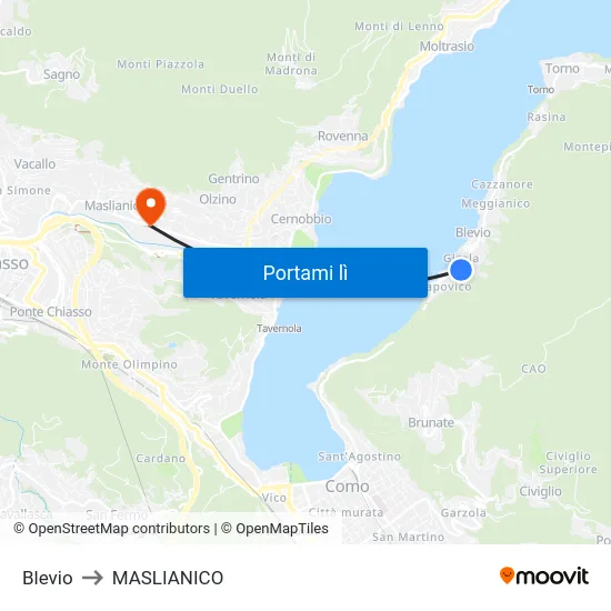 Blevio to MASLIANICO map