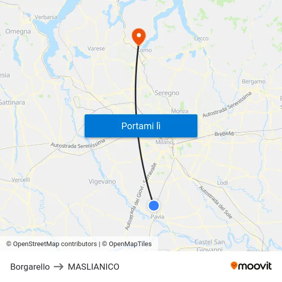 Borgarello to MASLIANICO map