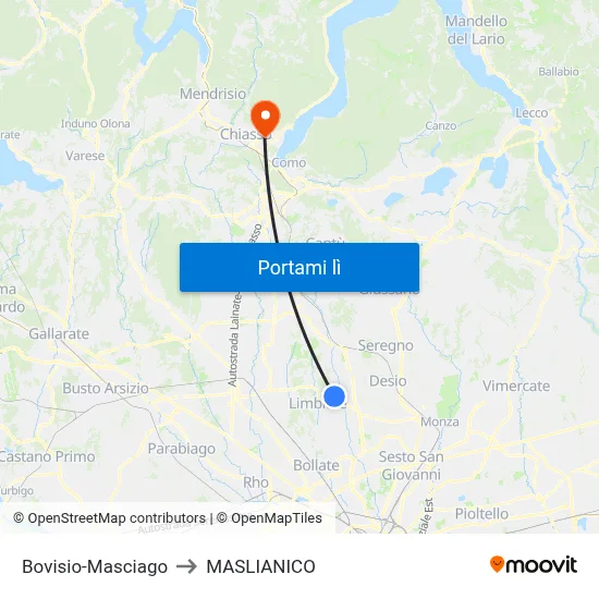 Bovisio-Masciago to MASLIANICO map