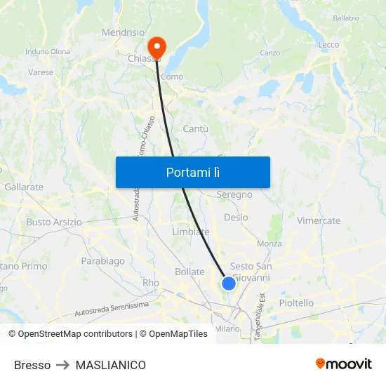 Bresso to MASLIANICO map
