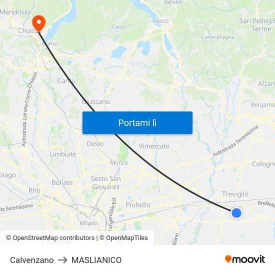 Calvenzano to MASLIANICO map
