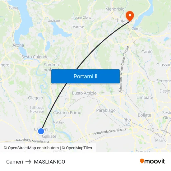 Cameri to MASLIANICO map