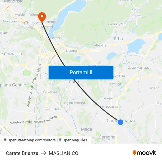 Carate Brianza to MASLIANICO map