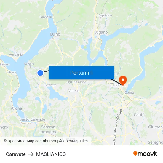 Caravate to MASLIANICO map