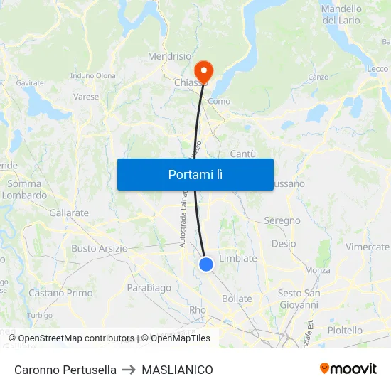 Caronno Pertusella to MASLIANICO map