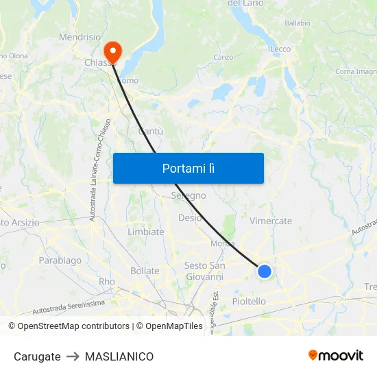 Carugate to MASLIANICO map