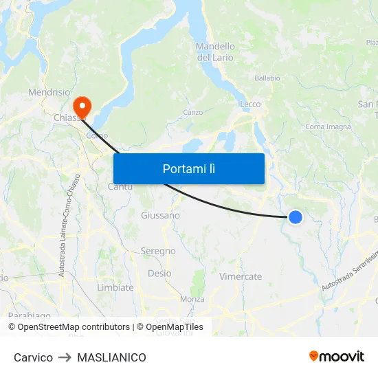 Carvico to MASLIANICO map