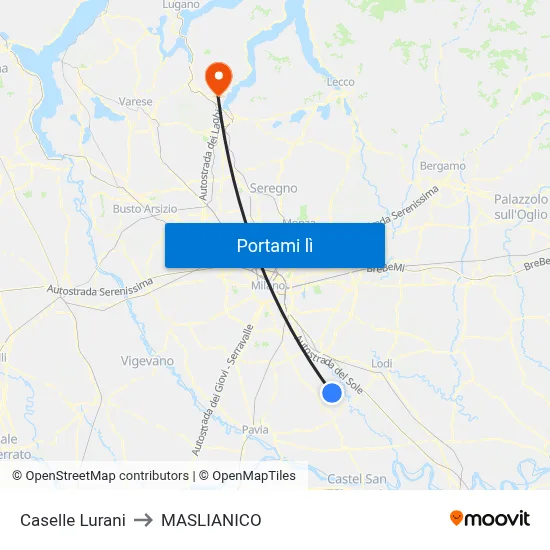 Caselle Lurani to MASLIANICO map