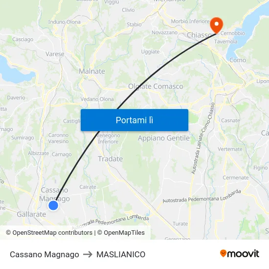 Cassano Magnago to MASLIANICO map