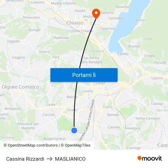 Cassina Rizzardi to MASLIANICO map