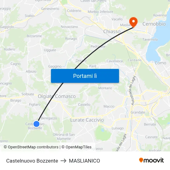 Castelnuovo Bozzente to MASLIANICO map