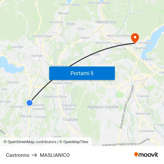 Castronno to MASLIANICO map