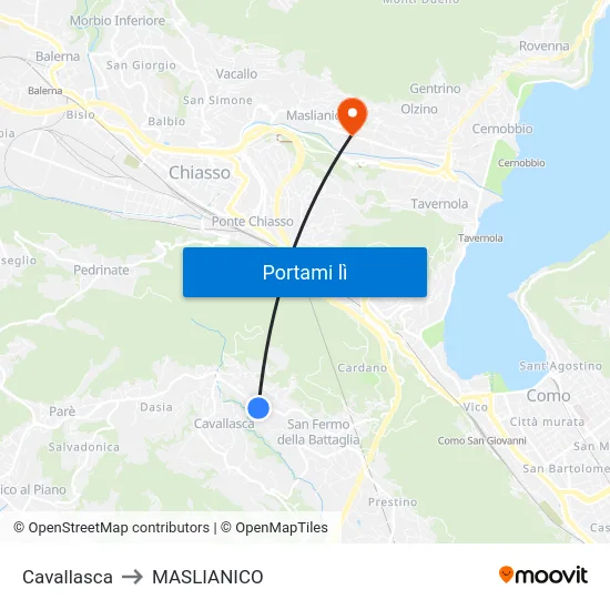 Cavallasca to MASLIANICO map