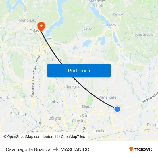 Cavenago Di Brianza to MASLIANICO map