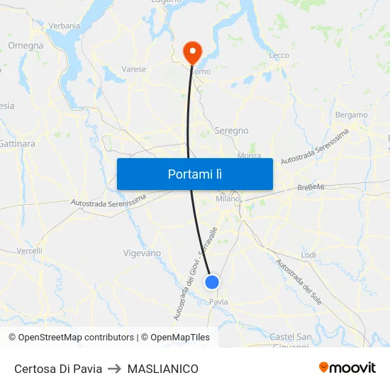Certosa Di Pavia to MASLIANICO map