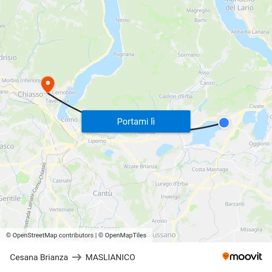 Cesana Brianza to MASLIANICO map