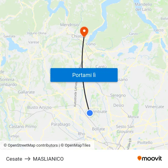 Cesate to MASLIANICO map