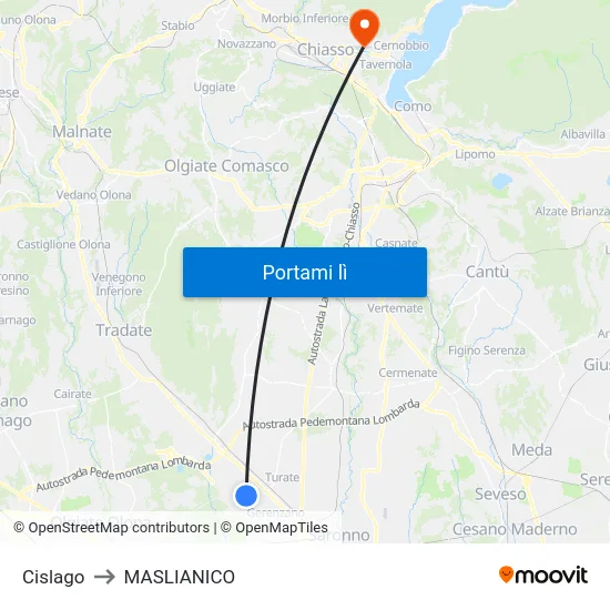 Cislago to MASLIANICO map
