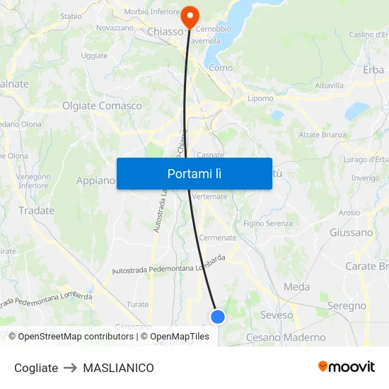 Cogliate to MASLIANICO map