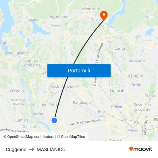 Cuggiono to MASLIANICO map
