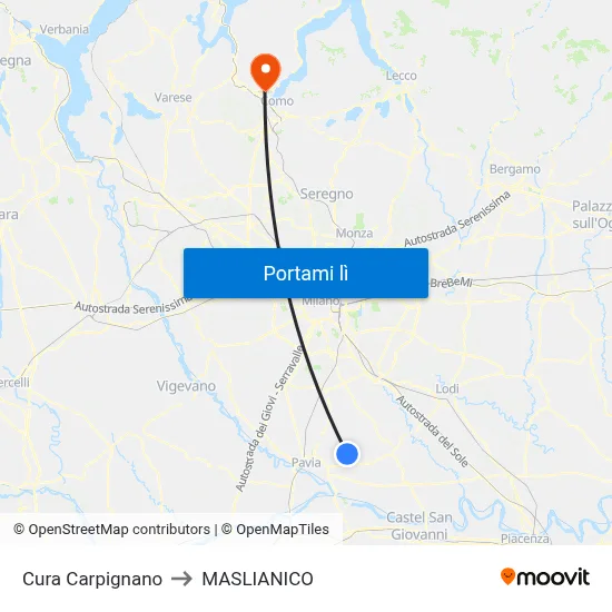 Cura Carpignano to MASLIANICO map
