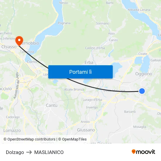 Dolzago to MASLIANICO map