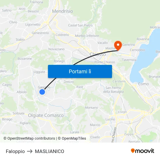 Faloppio to MASLIANICO map