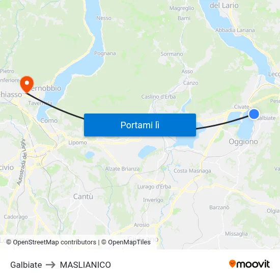 Galbiate to MASLIANICO map
