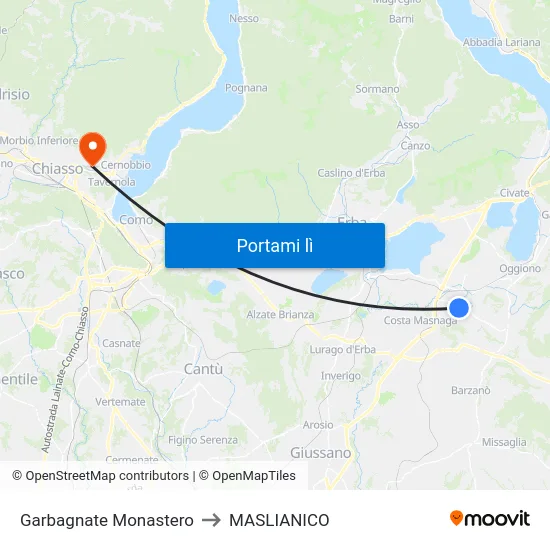 Garbagnate Monastero to MASLIANICO map