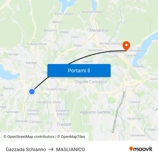 Gazzada Schianno to MASLIANICO map